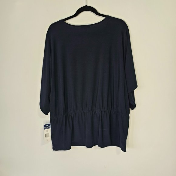 NWT Chaps size XL Short Sleeve top in Navy Blue - Picture 2 of 6